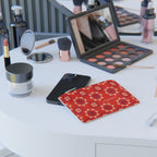 Red Floral Medallion Mini Clutch — Patterned Wrist Pouch