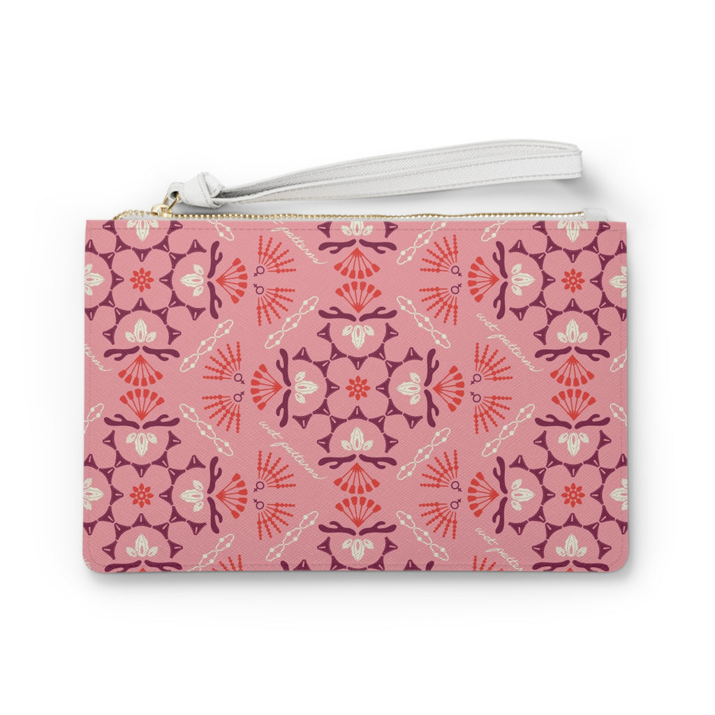 Floral Pink Mosaic Clutch Bag — Boho Patterned Wristlet for Everyday & Gifts