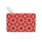 Red Floral Medallion Mini Clutch — Patterned Wrist Pouch