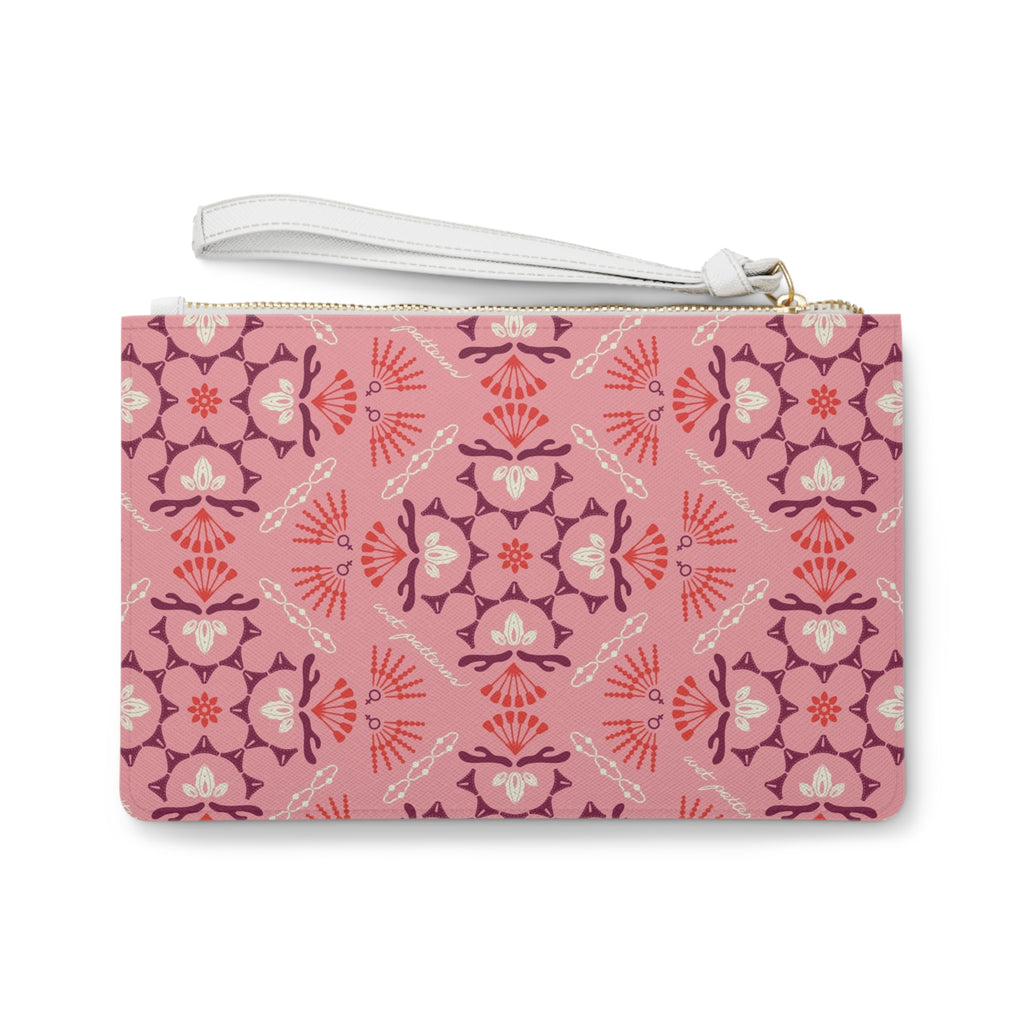 Floral Pink Mosaic Clutch Bag — Boho Patterned Wristlet for Everyday & Gifts