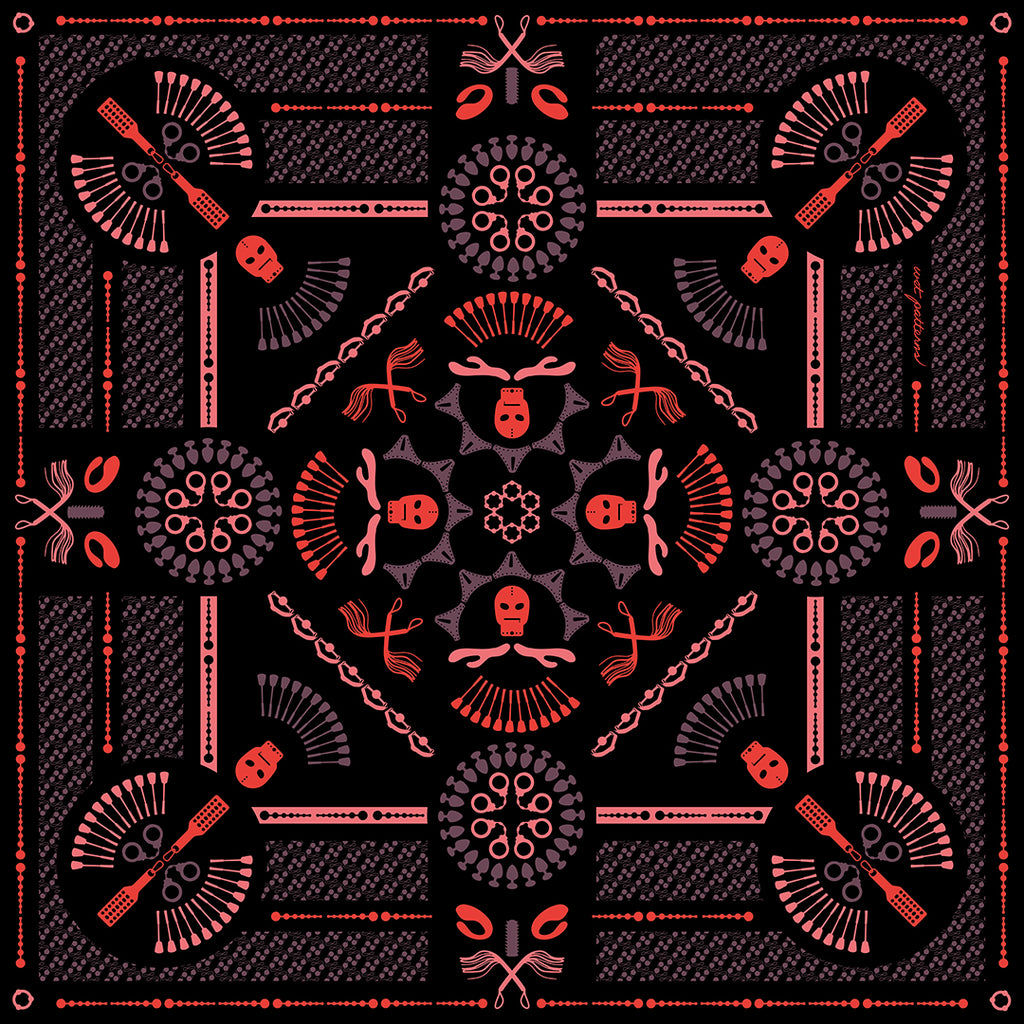 Masked Man Mandala | Leichter quadratischer Schal, mehrfarbig bedruckt